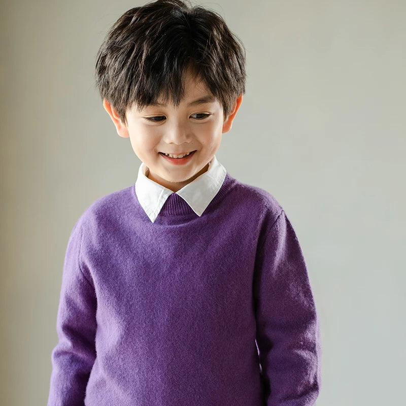Thiened 00% Pure Wool High Collar Sweater for Kids