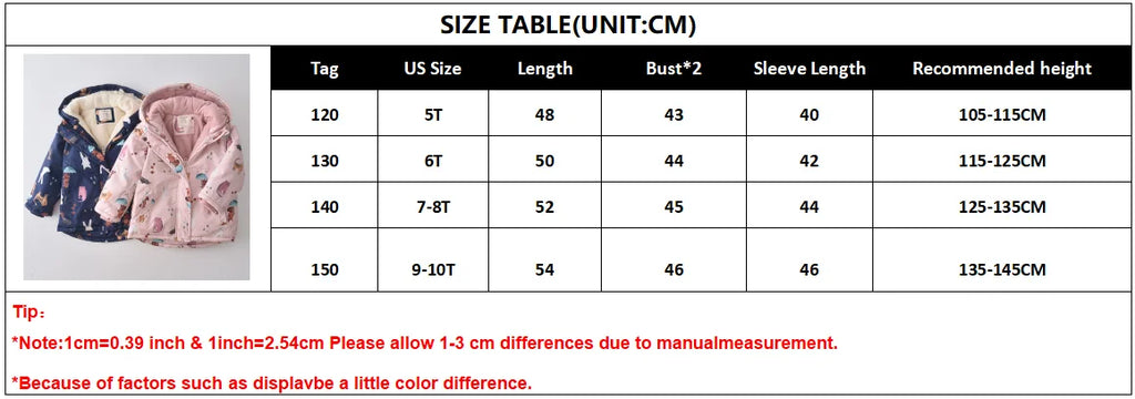 Children Cartoon Windbreaker Jacket Autumn Winter Kid Boy Girl