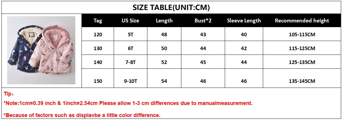 Children Cartoon Windbreaker Jacket Autumn Winter Kid Boy Girl