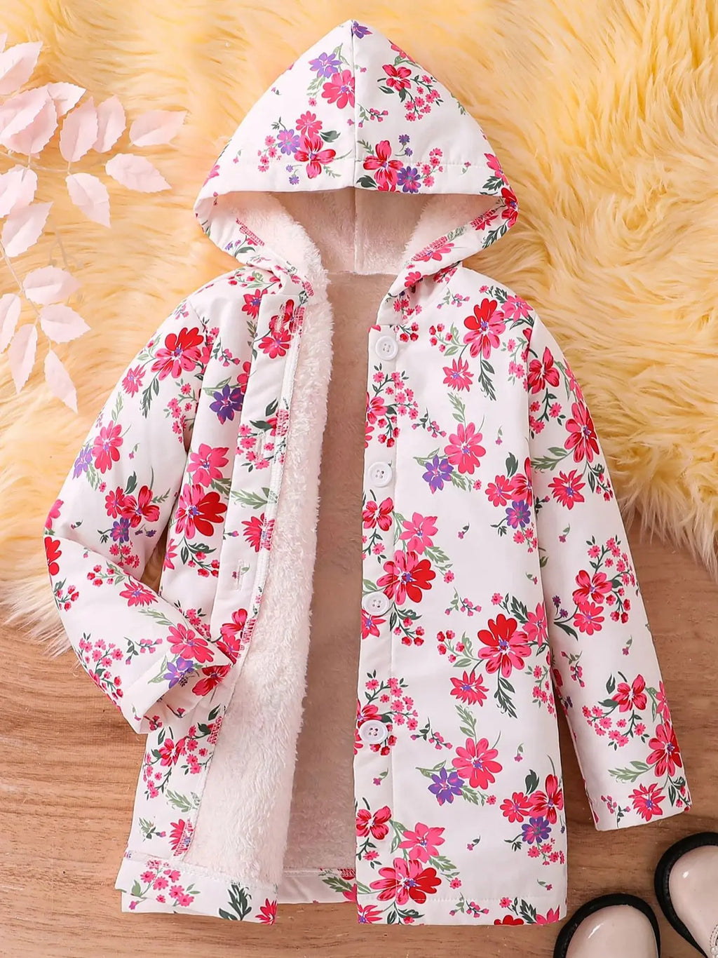 Girls’ Winter Hooded Wool-Blend Coat – Elegant, Warm &amp; Perfect