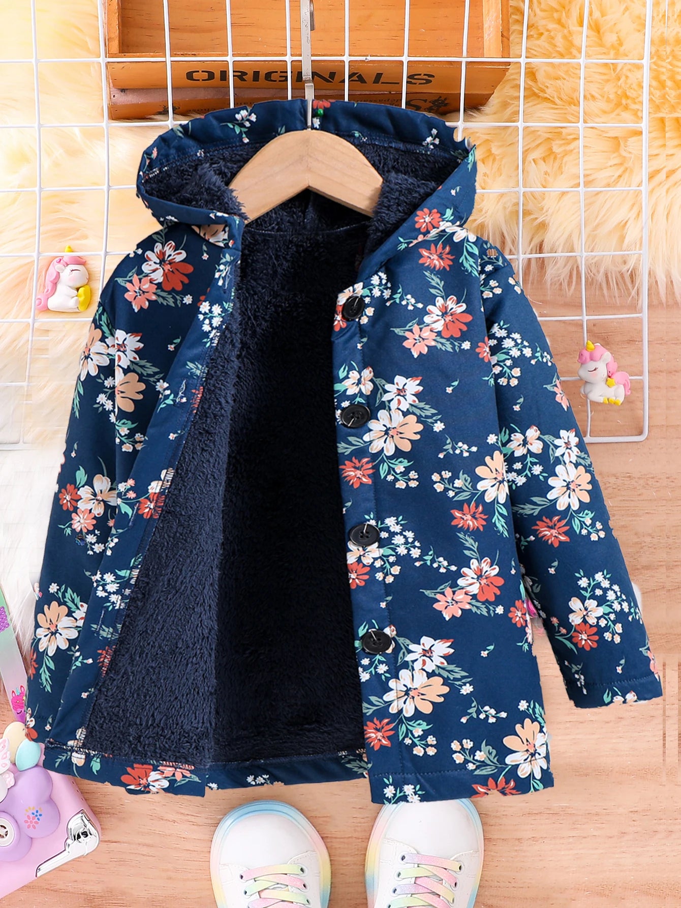 Girls’ Winter Hooded Wool-Blend Coat – Elegant, Warm &amp; Perfect