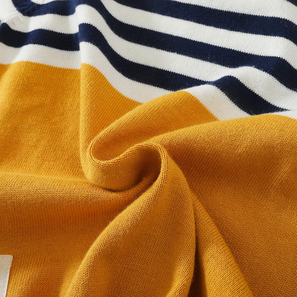 Boys Long Sleeve Striped Sweater Warm Cotton Knitted